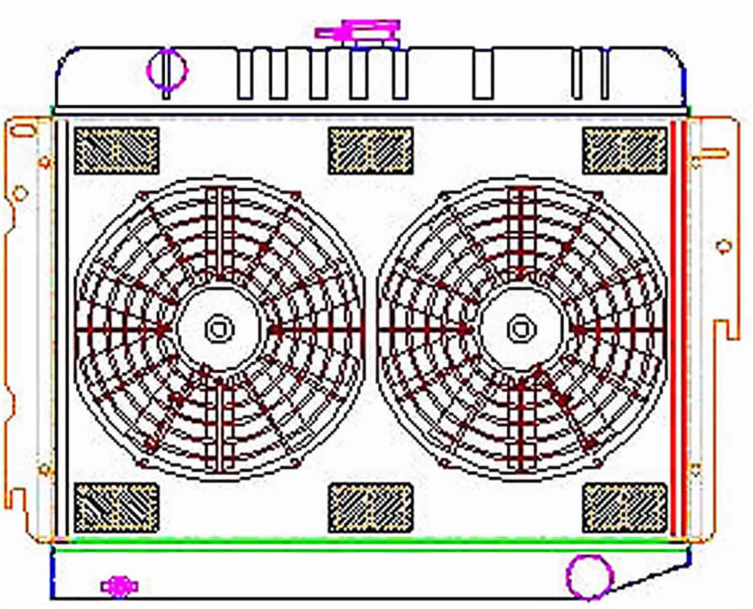 ExactFit Radiator ComboUnit for 1970-1973 Chrysler B Body Charger/Coronet/Road Runner/Satellite with Small Block