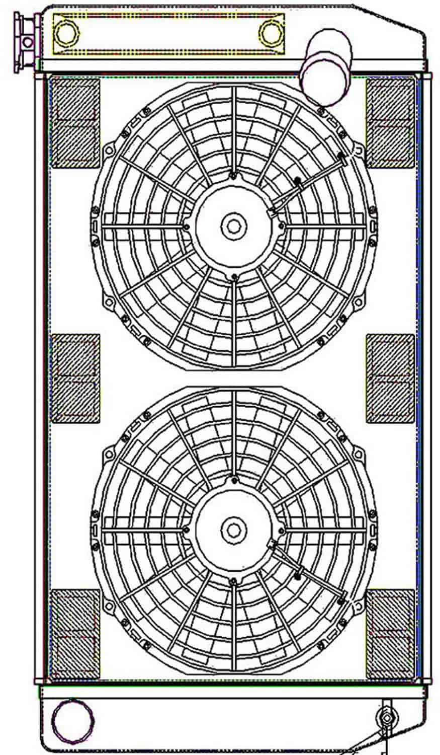 ClassicCool ComboUnit Universal Fit Radiator and Fan Single Pass Crossflow Design 27.50" x 15.50" with Transmission Cooler