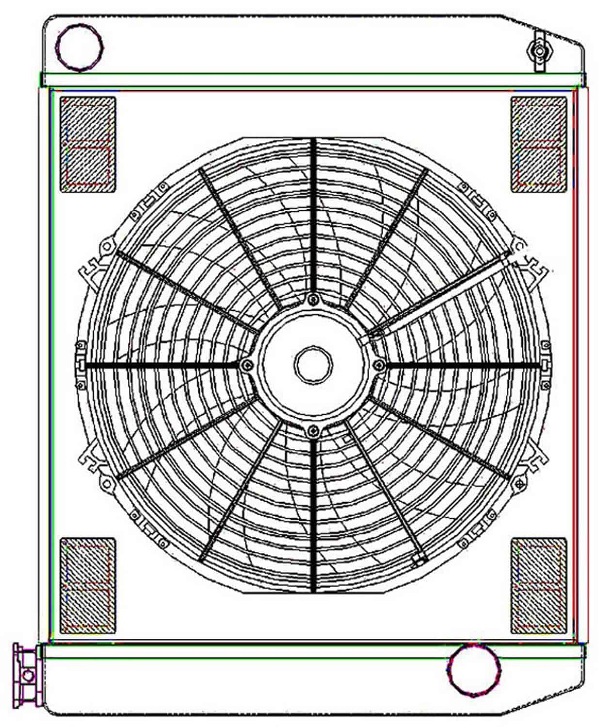 ClassicCool ComboUnit Universal Fit Radiator and Fan Single Pass Crossflow Design 24" x 19" with Straight Outlet