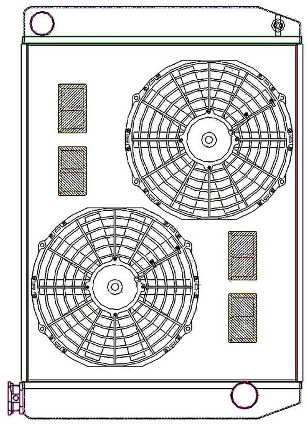 ClassicCool ComboUnit Universal Fit Radiator and Fan Single Pass Crossflow Design 27.50" x 19" with Straight Outlet