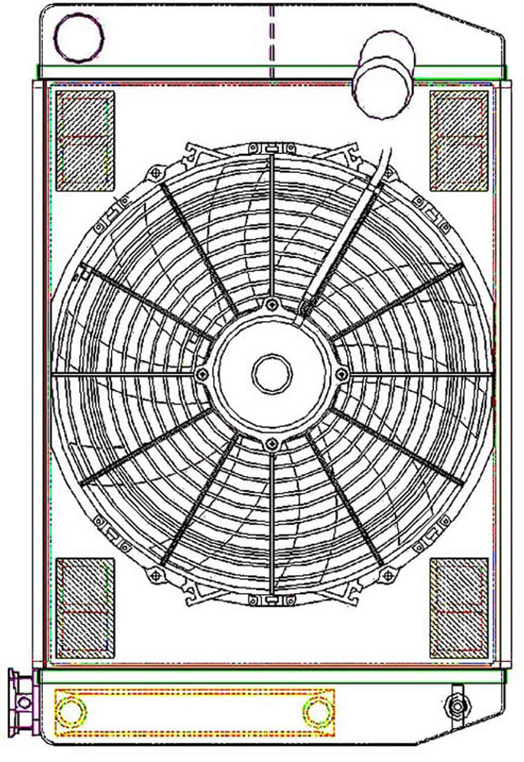 ClassicCool ComboUnit Universal Fit Radiator and Fan Dual Pass Crossflow Design 24" x 15.50" with Transmission Cooler