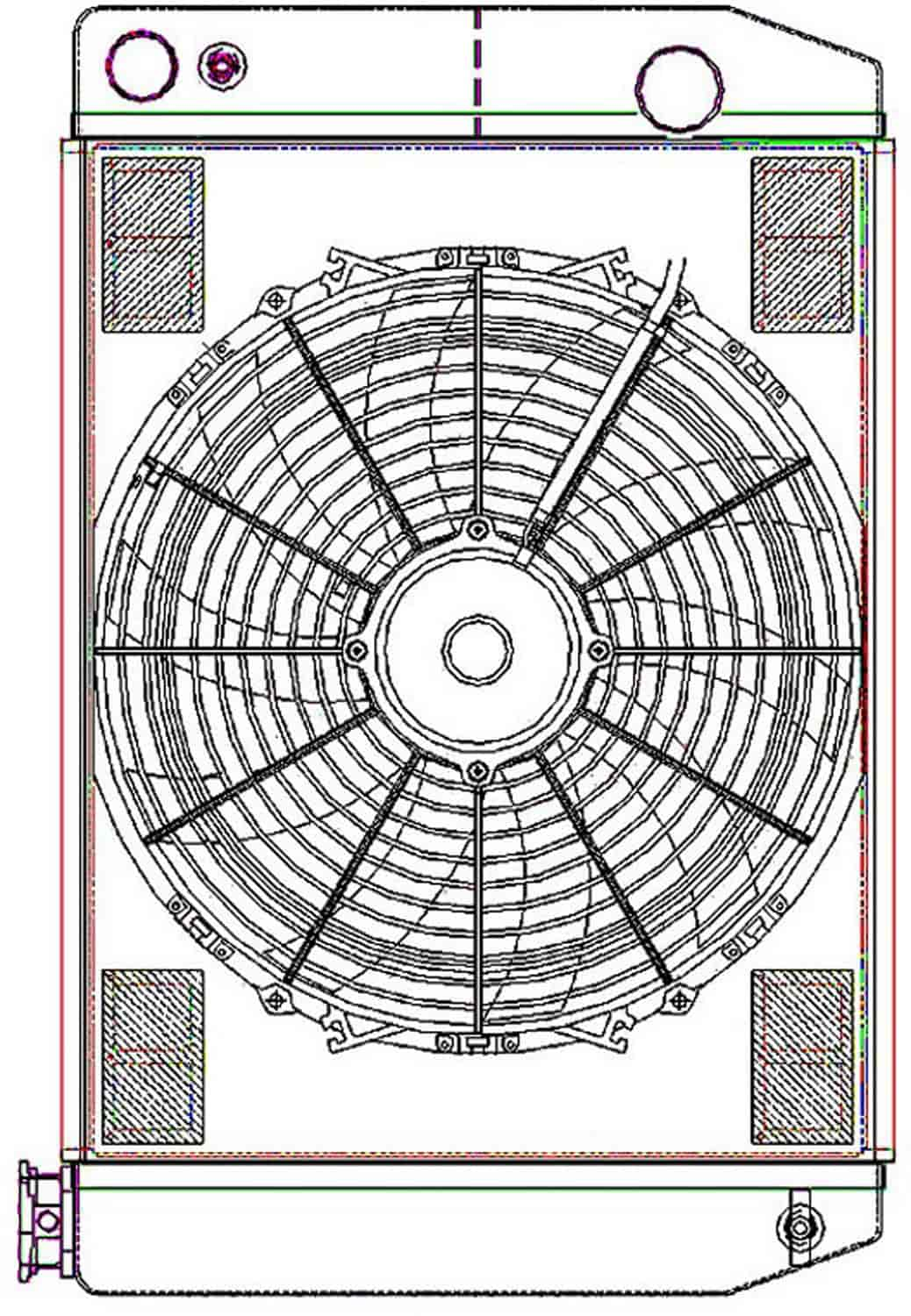 ClassicCool ComboUnit Universal Fit Radiator and Fan Dual Pass Crossflow Design 24" x 15.50" for LS Swap