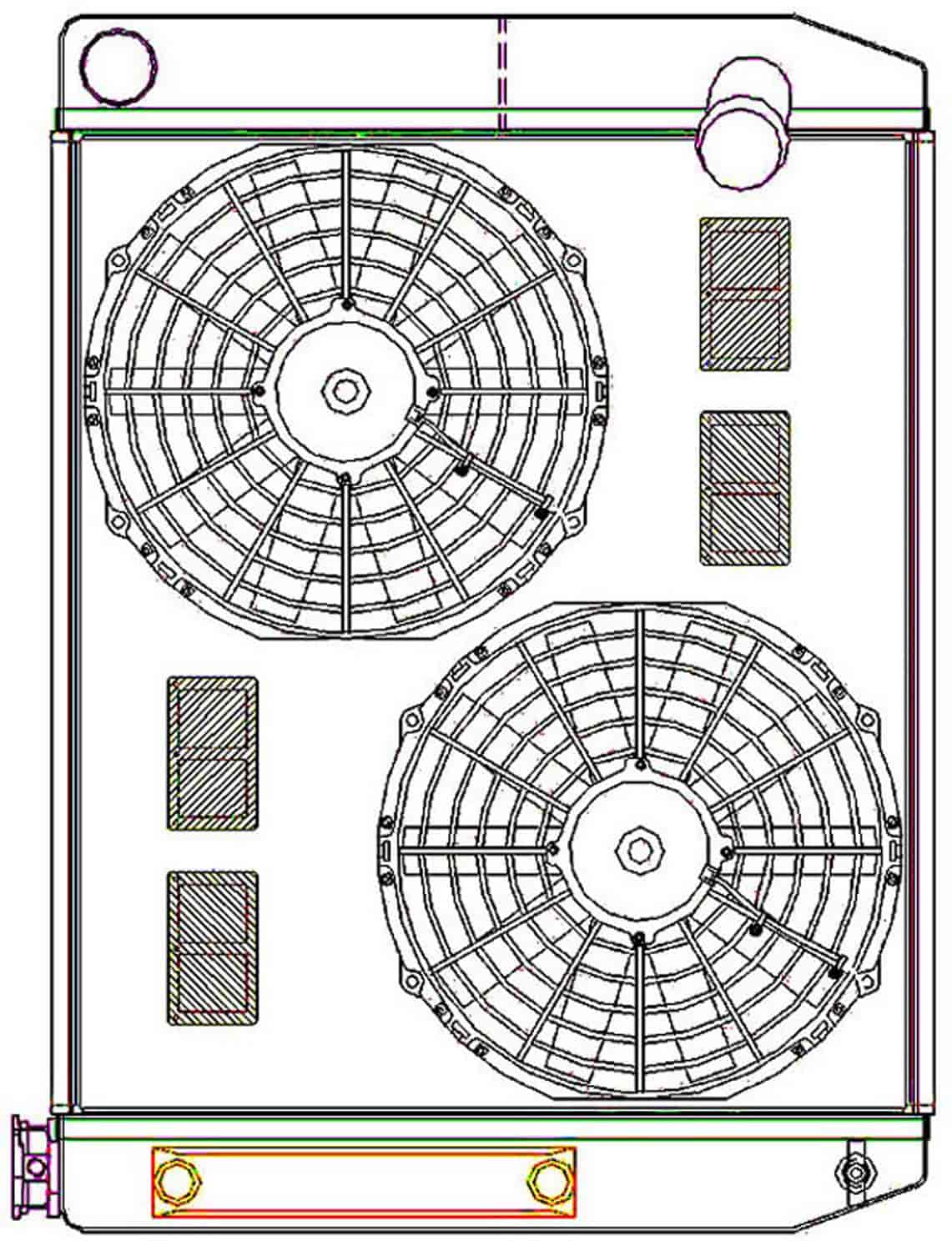 ClassicCool ComboUnit Universal Fit Radiator and Fan Dual Pass Crossflow Design 26" x 19" with Transmission Cooler