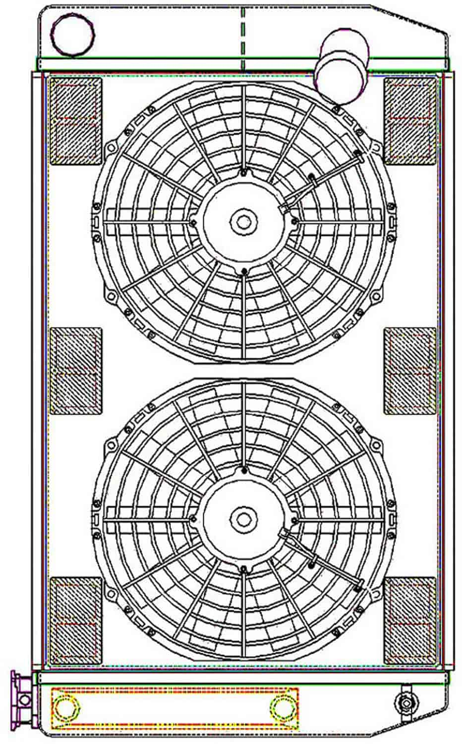 ClassicCool ComboUnit Universal Fit Radiator and Fan Dual Pass Crossflow Design 27.50" x 15.50" with Transmission Cooler