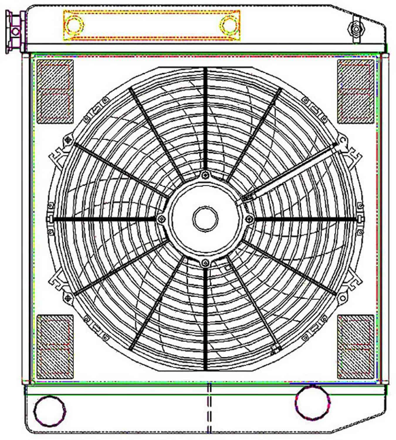 ClassicCool ComboUnit Universal Fit Radiator and Fan Dual Pass Crossflow Design 22" x 19" with Transmission Cooler