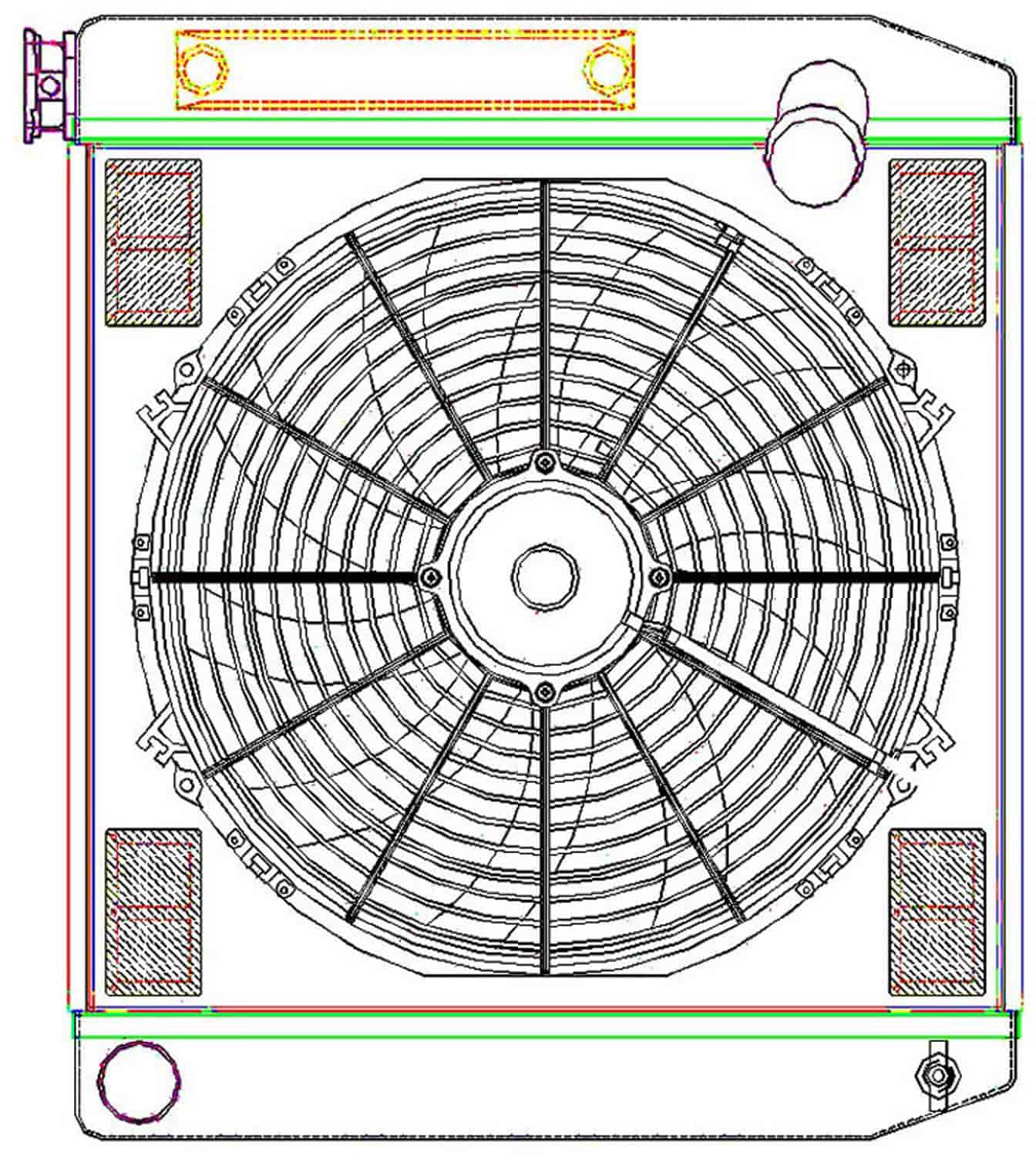 MegaCool ComboUnit Universal Fit Radiator and Fan Single Pass Crossflow Design 22" x 19" with Transmission Cooler