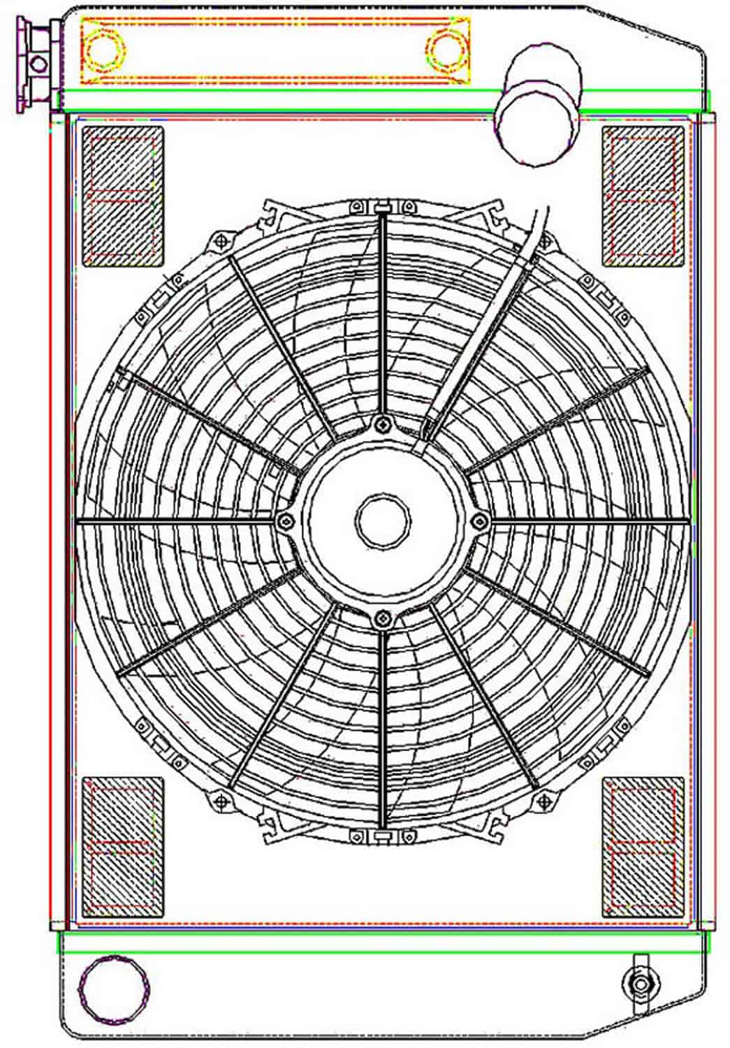MegaCool ComboUnit Universal Fit Radiator and Fan Single Pass Crossflow Design 24" x 15.50" with Transmission Cooler
