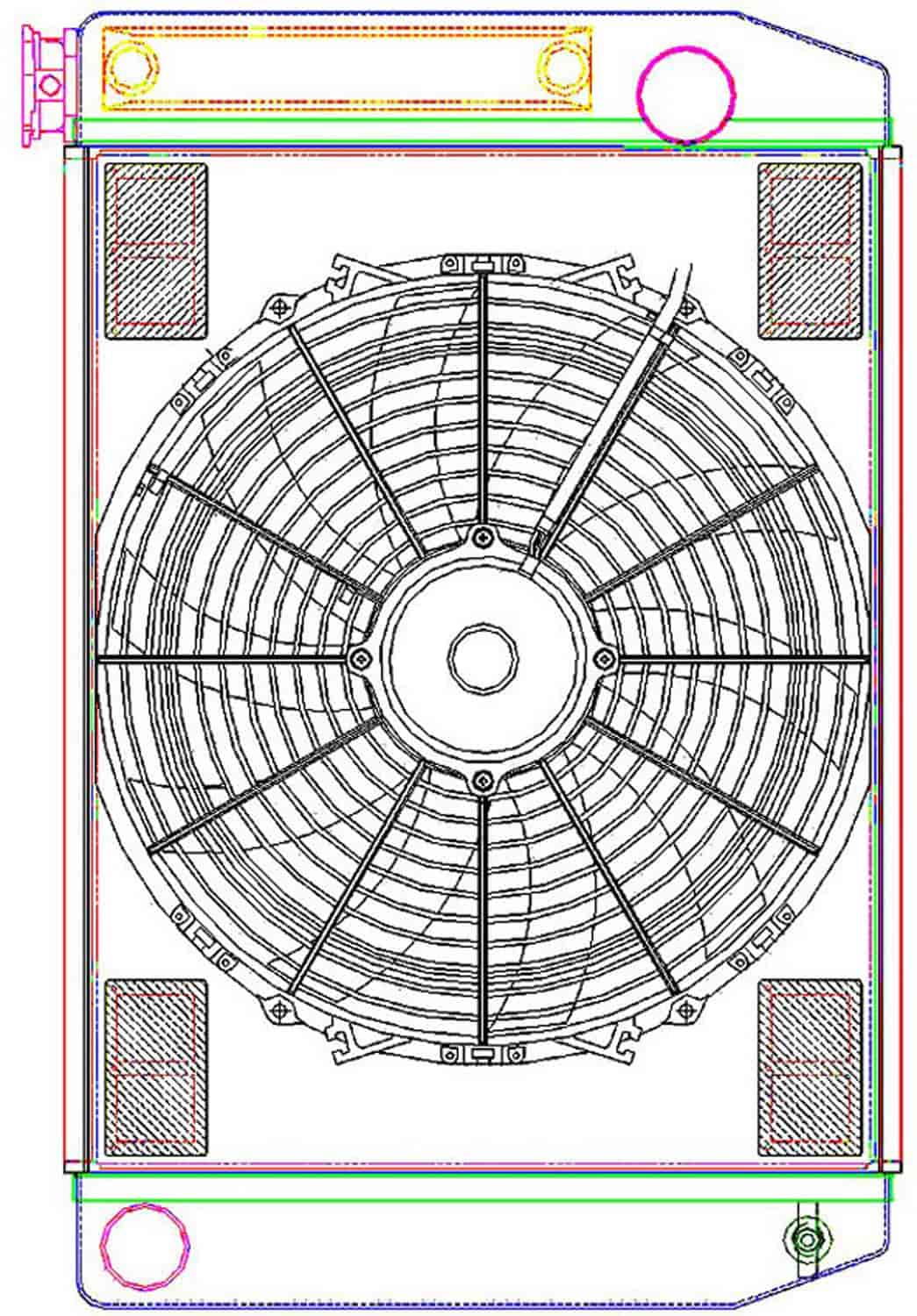 MegaCool ComboUnit Universal Fit Radiator and Fan Single Pass Crossflow Design 24" x 15.50" with Transmission Cooler