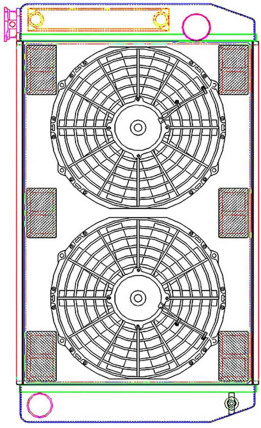 MegaCool ComboUnit Universal Fit Radiator and Fan Single Pass Crossflow Design 27.50" x 15.50" with Transmission Cooler