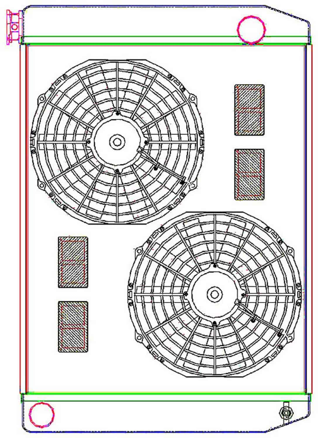 MegaCool ComboUnit Universal Fit Radiator and Fan Single Pass Crossflow Design 27.50" x 19" with Straight Outlet