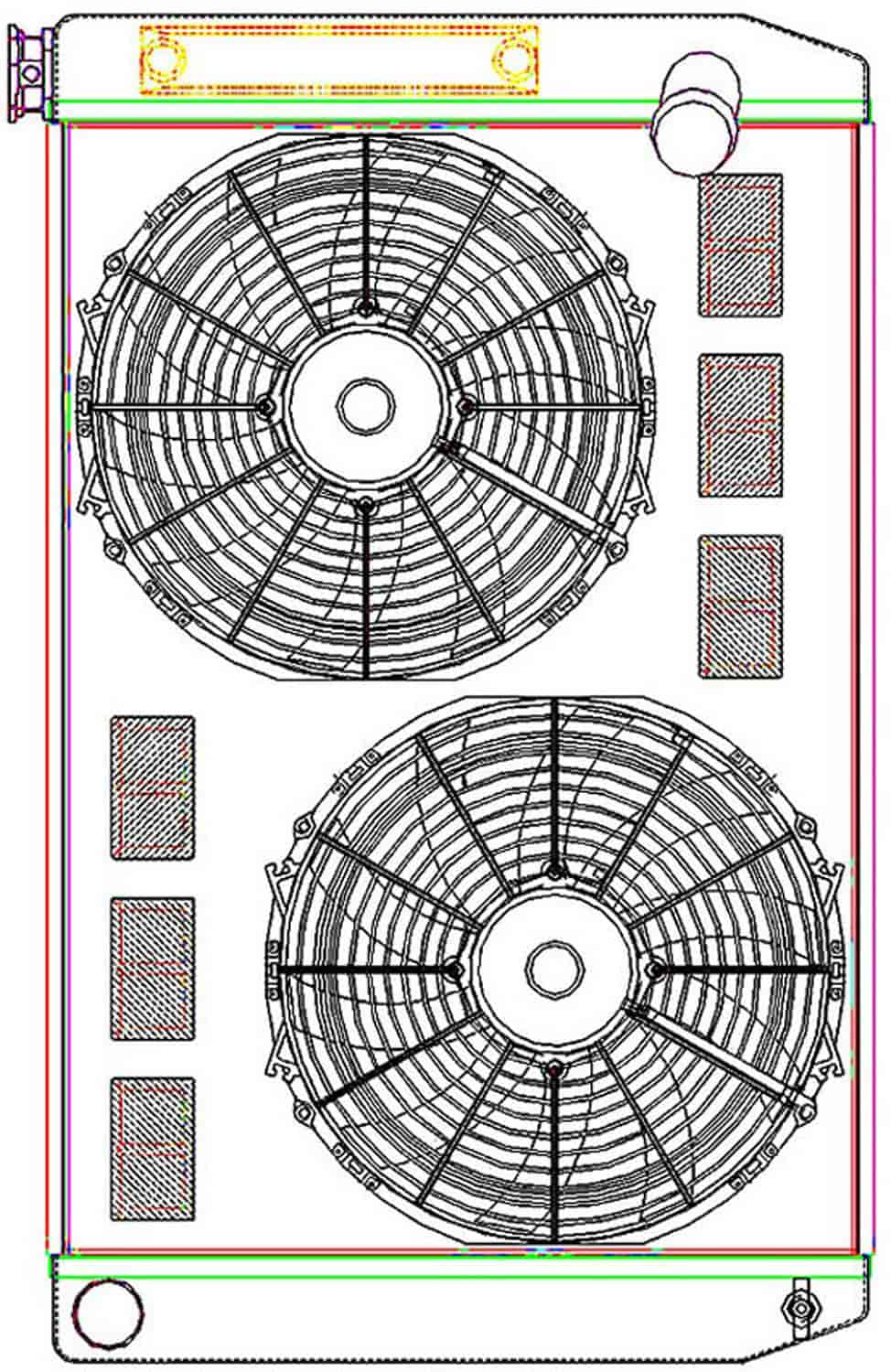 MegaCool ComboUnit Universal Fit Radiator and Fan Single Pass Crossflow Design 31" x 19" with 16AN Inlet/Outlet