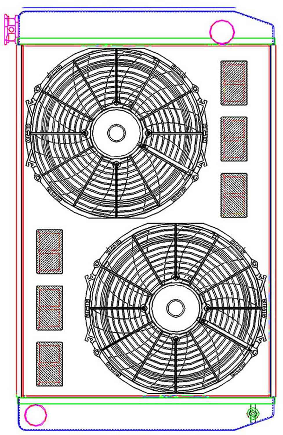 MegaCool ComboUnit Universal Fit Radiator and Fan Single Pass Crossflow Design 31" x 19" with Straight Outlet