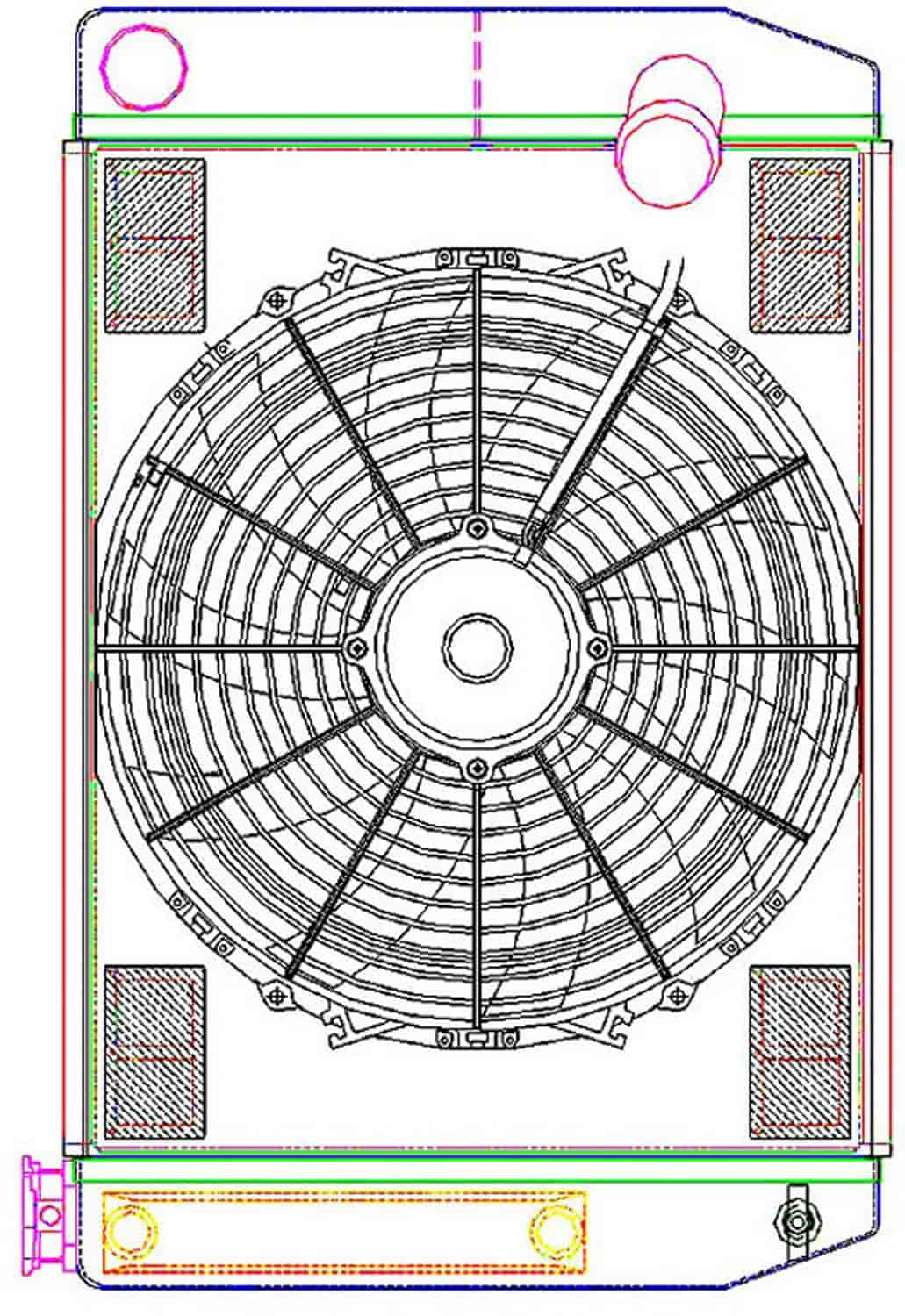 MegaCool ComboUnit Universal Fit Radiator and Fan Dual Pass Crossflow Design 24" x 15.50" with Transmission Cooler