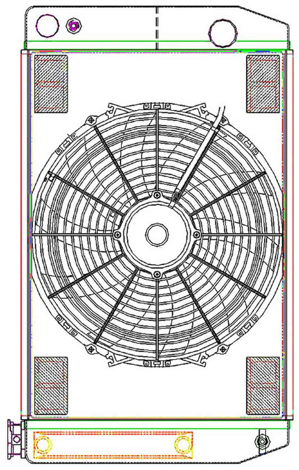 MegaCool CombuUnit Universal Fit Radiator and Fan Dual Pass Crossflow Design 26" x 15.50" for LS Swap