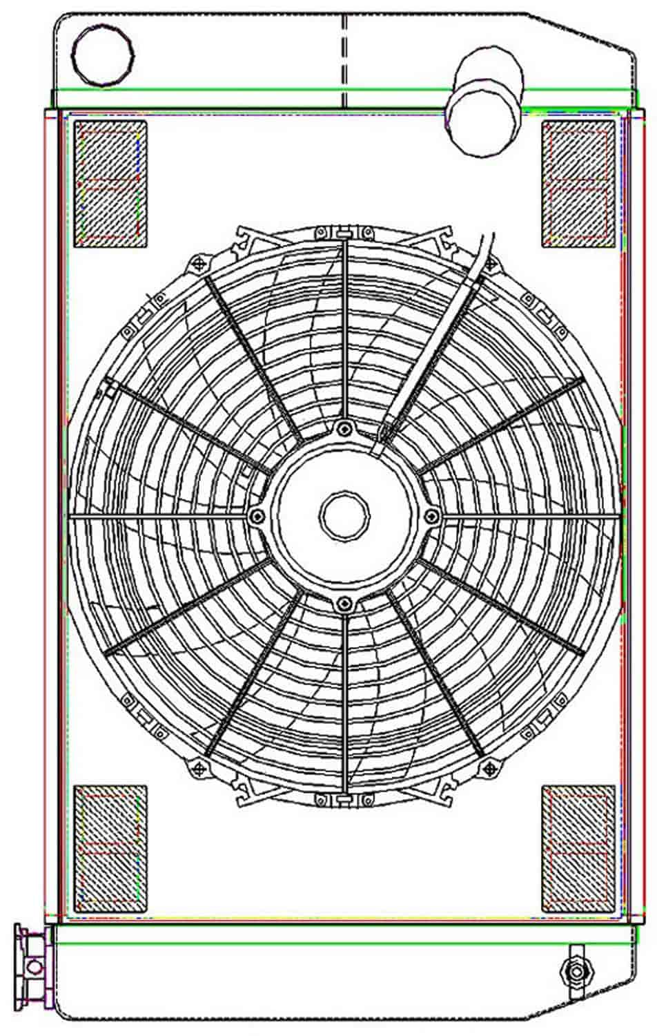 MegaCool ComboUnit Universal Fit Radiator and Fan Dual Pass Crossflow Design 26" x 15.50" with No Options