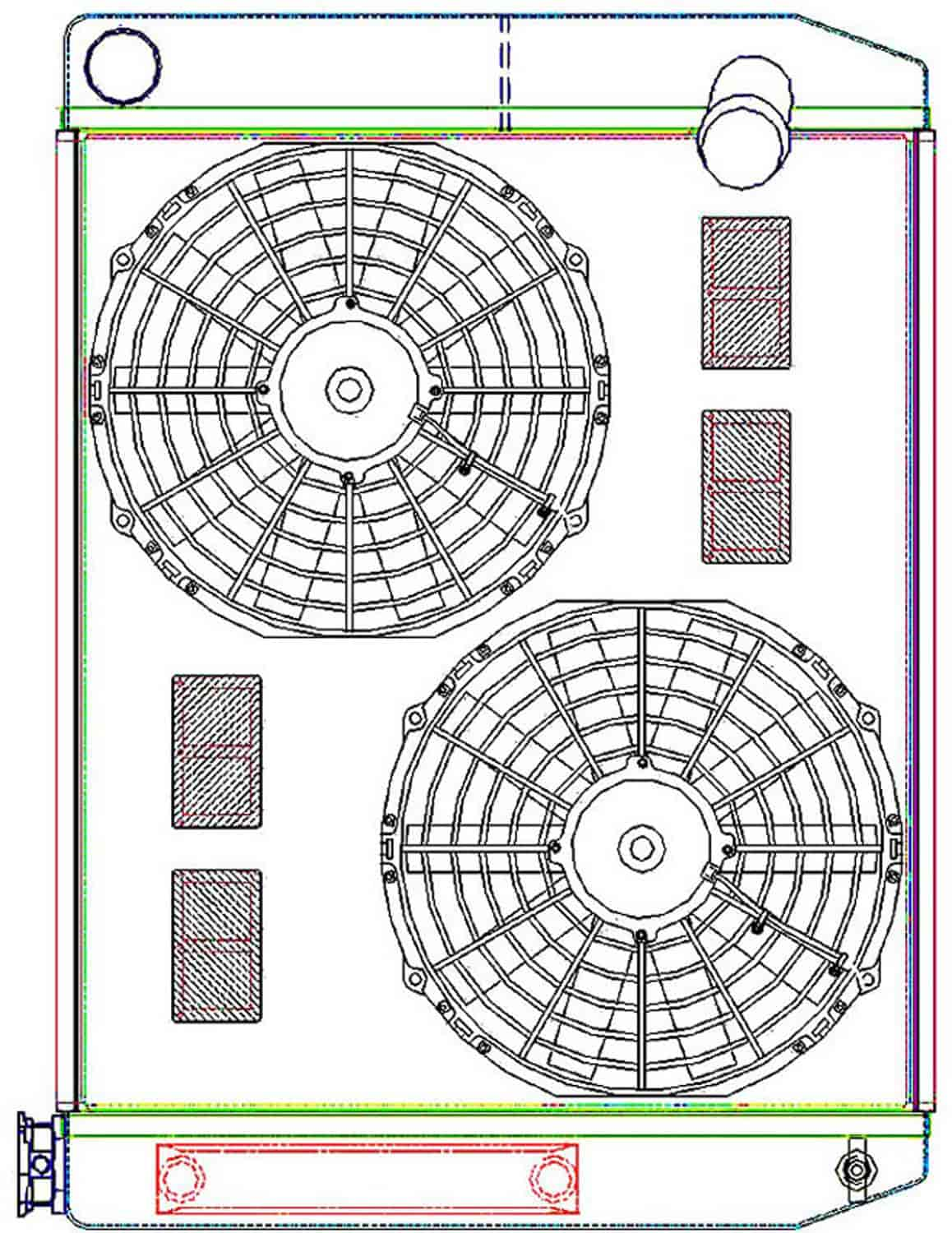 MegaCool ComboUnit Universal Fit Radiator and Fan Dual Pass Crossflow Design 26" x 19" with Transmission Cooler