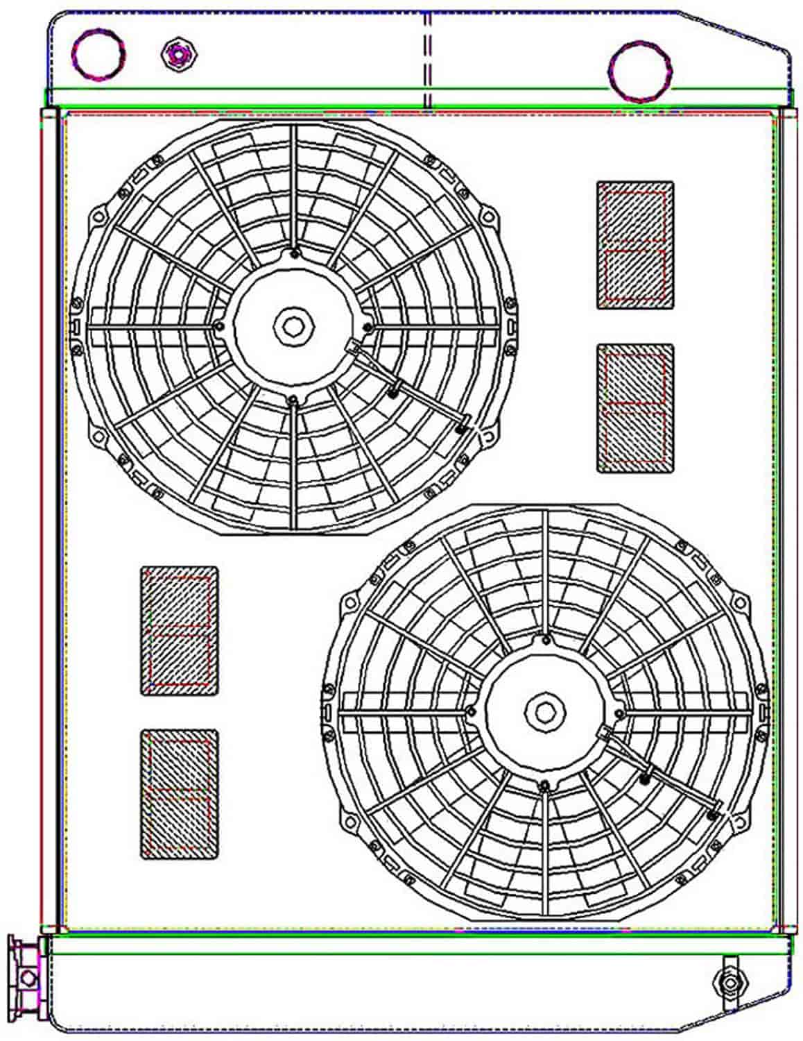 MegaCool ComboUnit Universal Fit Radiator and Fan Dual Pass Crossflow Design 26" x 19" for LS Swap