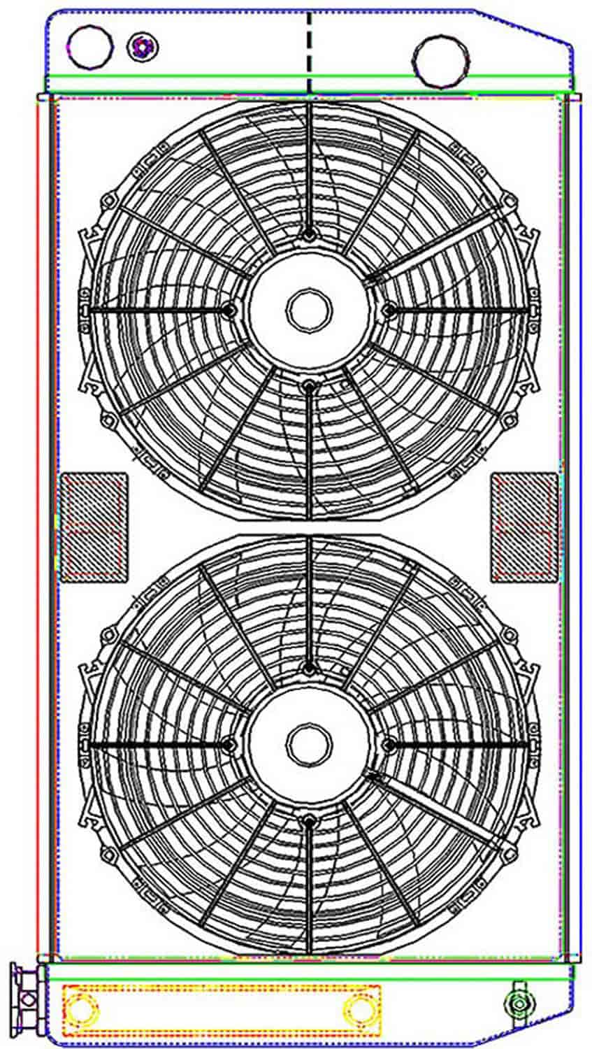 MegaCool CombuUnit Universal Fit Radiator and Fan Dual Pass Crossflow Design 31" x 15.50" for LS Swap with Cooler