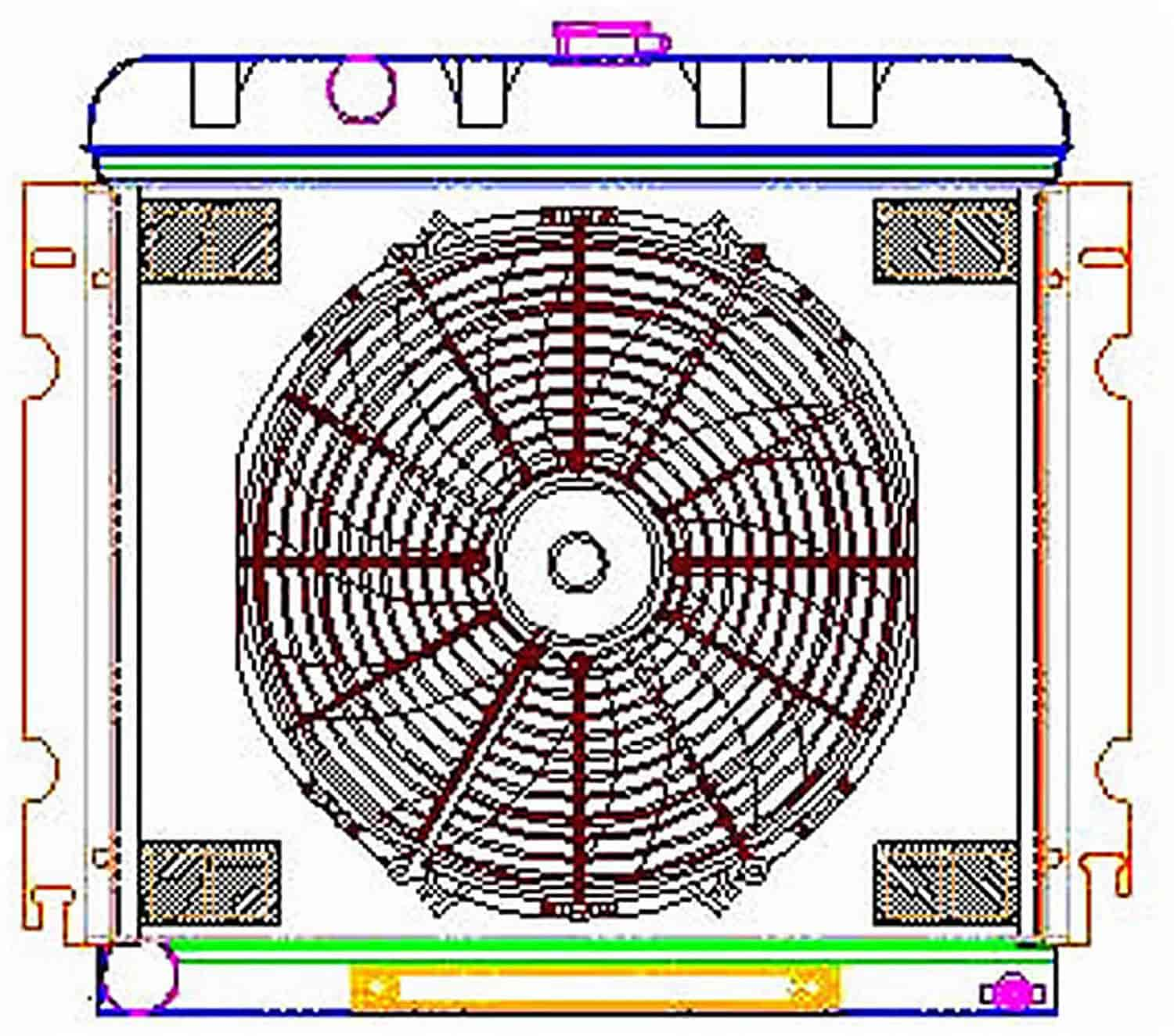 ExactFit Radiator ComboUnit for 1967-1969 Chrysler A Body Barracuda, Dart, Scamp, & Valiant with Small Block