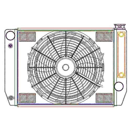 ClassicCool ComboUnit Universal Fit Radiator and Fan Single Pass Crossflow Design 24" x 15.50" for HEMI Swap with Cooler