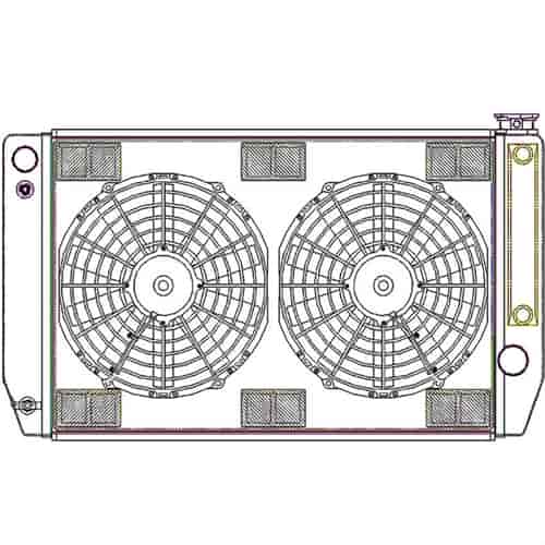 ClassicCool ComboUnit Universal Fit Radiator and Fan Single Pass Crossflow Design 27.50" x 15.50" for LS Swap with Cooler
