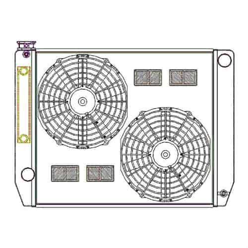 ClassicCool ComboUnit Universal Fit Radiator and Fan Single Pass Crossflow Design 26" x 19" with Steam Fitting & Cooler