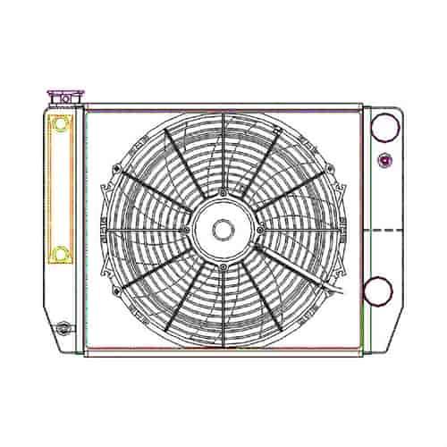 ClassicCool CombuUnit Universal Fit Radiator and Fan Dual Pass Crossflow Design 22" x 15.50" for HEMI Swap with Cooler