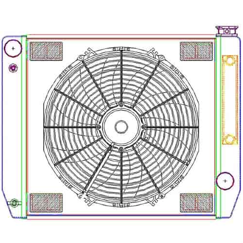 MegaCool ComboUnit Universal Fit Radiator and Fan Single Pass Crossflow Design 24" x 19" for HEMI Swap with Cooler