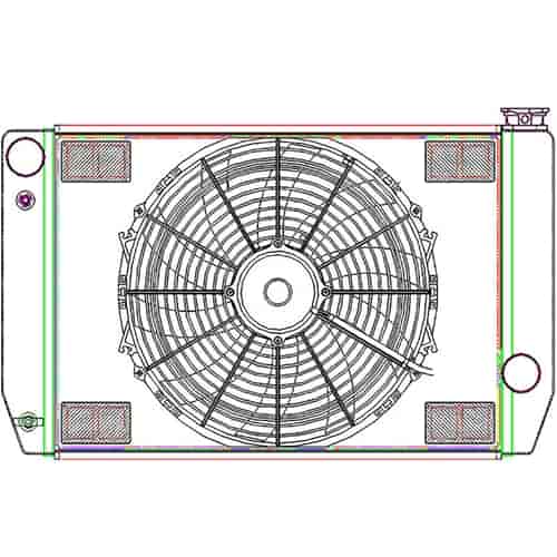 MegaCool ComboUnit Universal Fit Radiator and Fan Single Pass Crossflow Design 26" x 15.50" for HEMI Swap