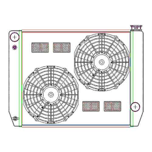 MegaCool ComboUnit Universal Fit Radiator and Fan Single Pass Crossflow Design 26" x 19" for HEMI Swap