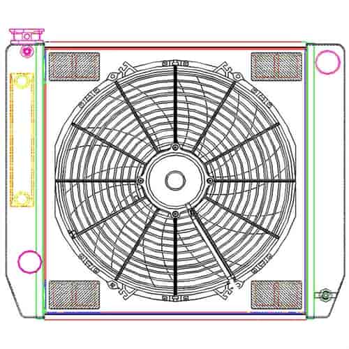 MegaCool ComboUnit Universal Fit Radiator and Fan Single Pass Crossflow Design 22" x 19" with Steam Fitting & Cooler
