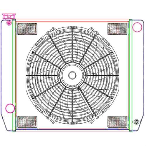 MegaCool ComboUnit Universal Fit Radiator and Fan Single Pass Crossflow Design 24" x 19" with Steam Fitting