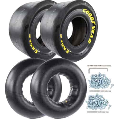 14" Tread Width Drag Slick and Tube Kit Includes: (2) 32" x 14"-15 Drag Slicks