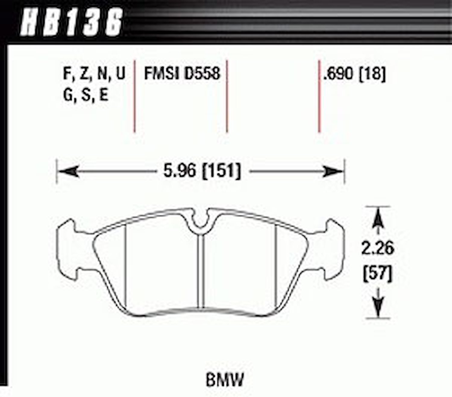 Disc Brake Pad HT-10 w/0.690 Thickness