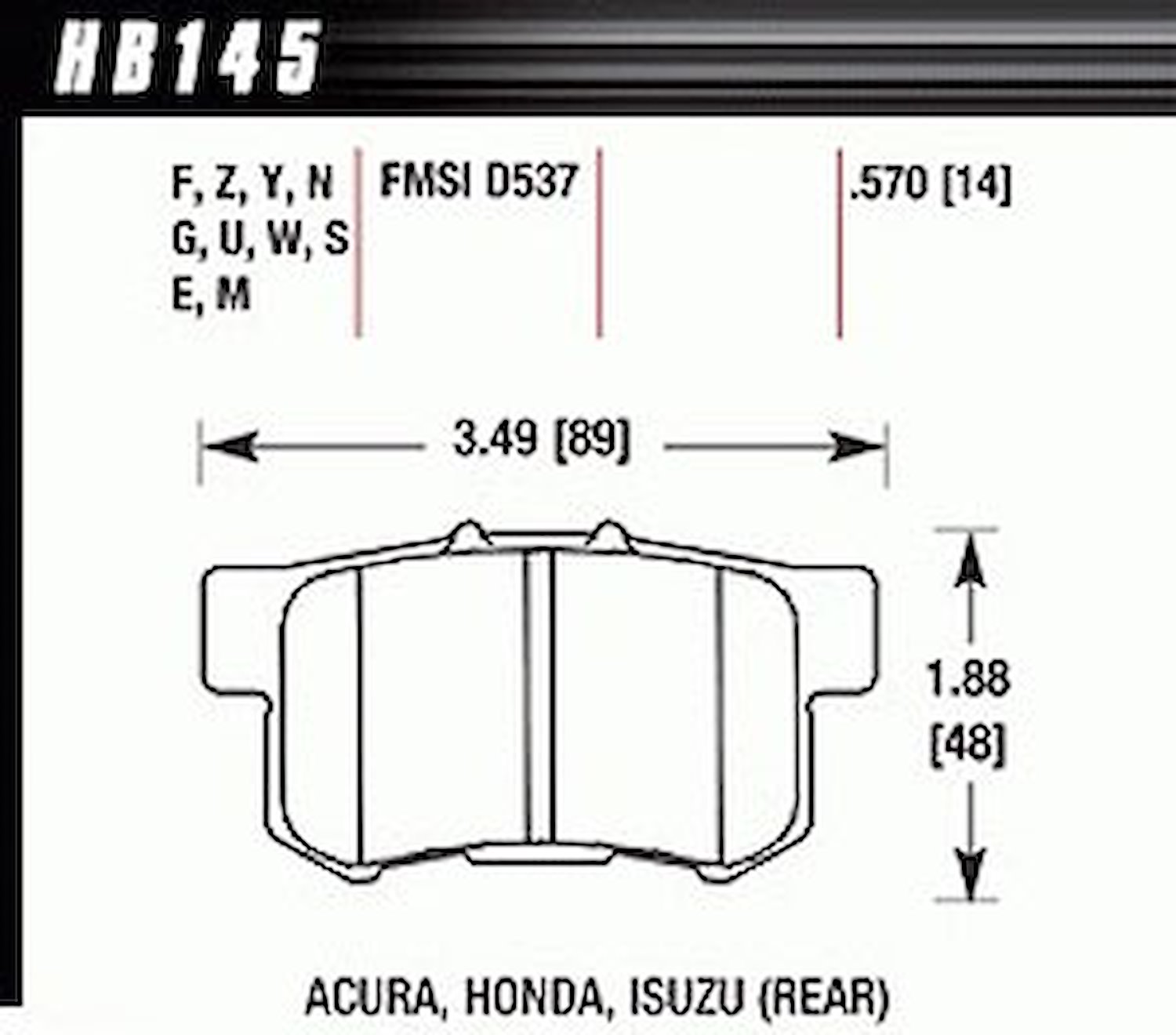 HT-10 PADS Honda Acura Rear