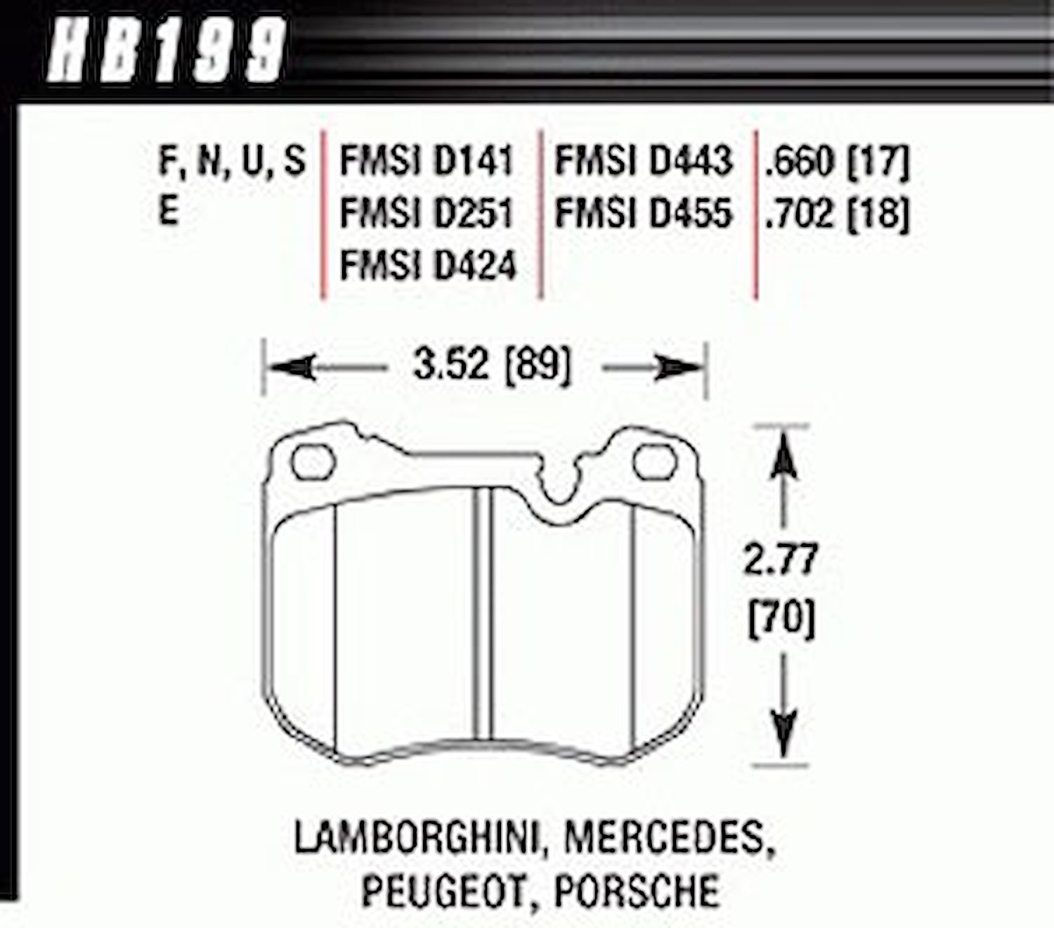 Disc Brake Pad DTC-70 w/0.702 Thickness