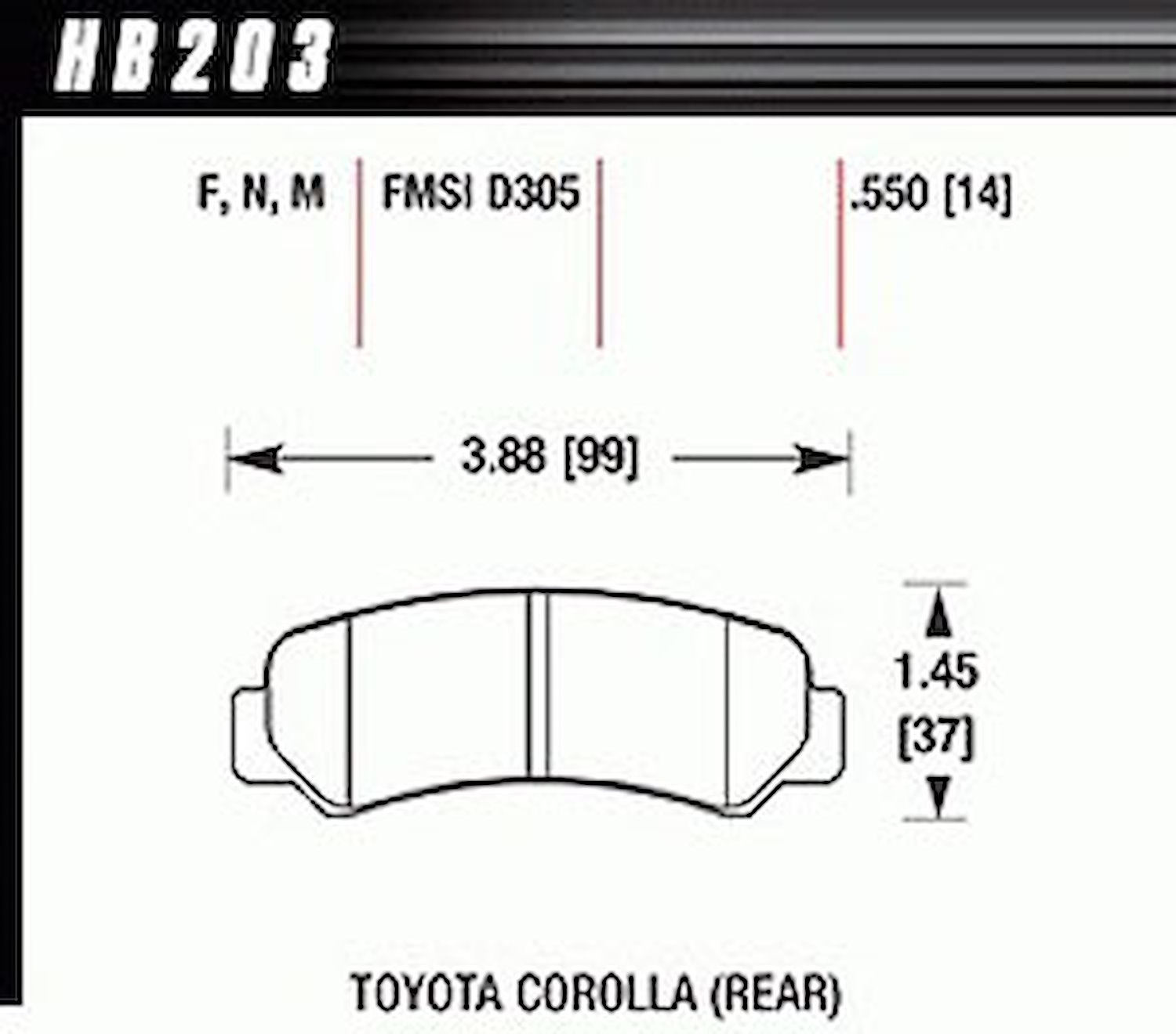 Black Pads Toyota Corolla GTS (RWD)