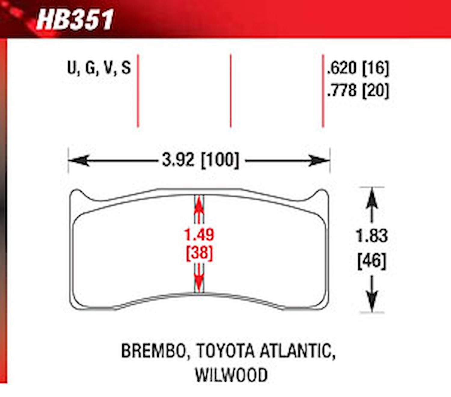 DTC-60 Disk Brake Pads Brembo, Toyota Atlantic, Wilwood