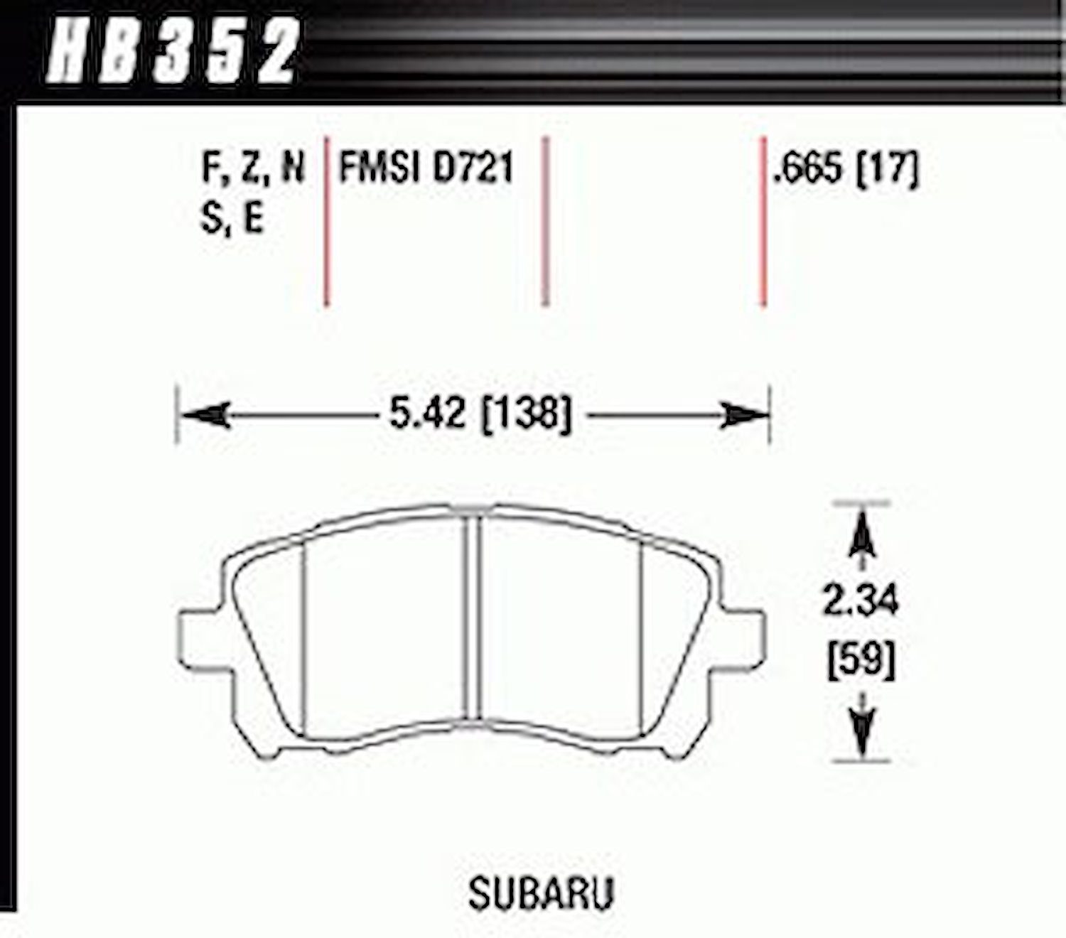 Disc Brake Pad HT-10 w/0.665 Thickness