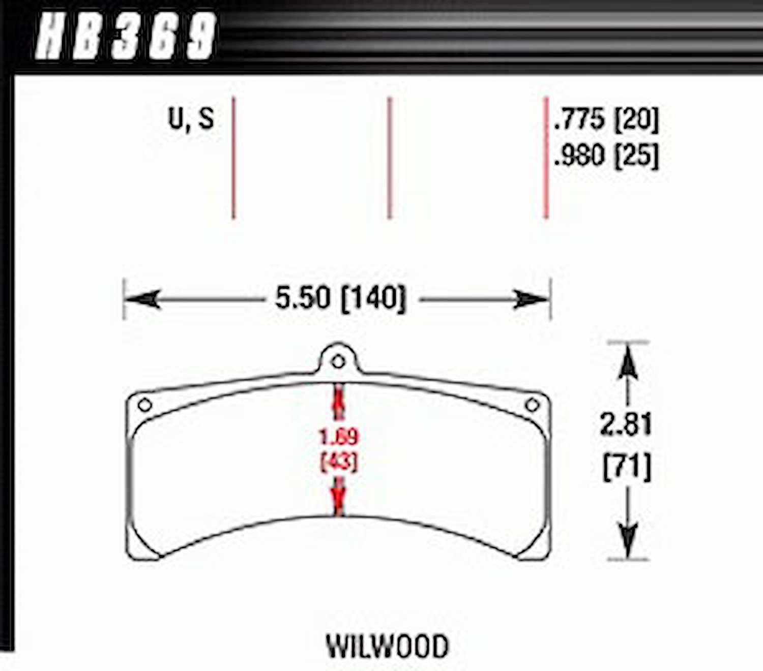 Disc Brake Pad HT-10 w/0.775 Thickness