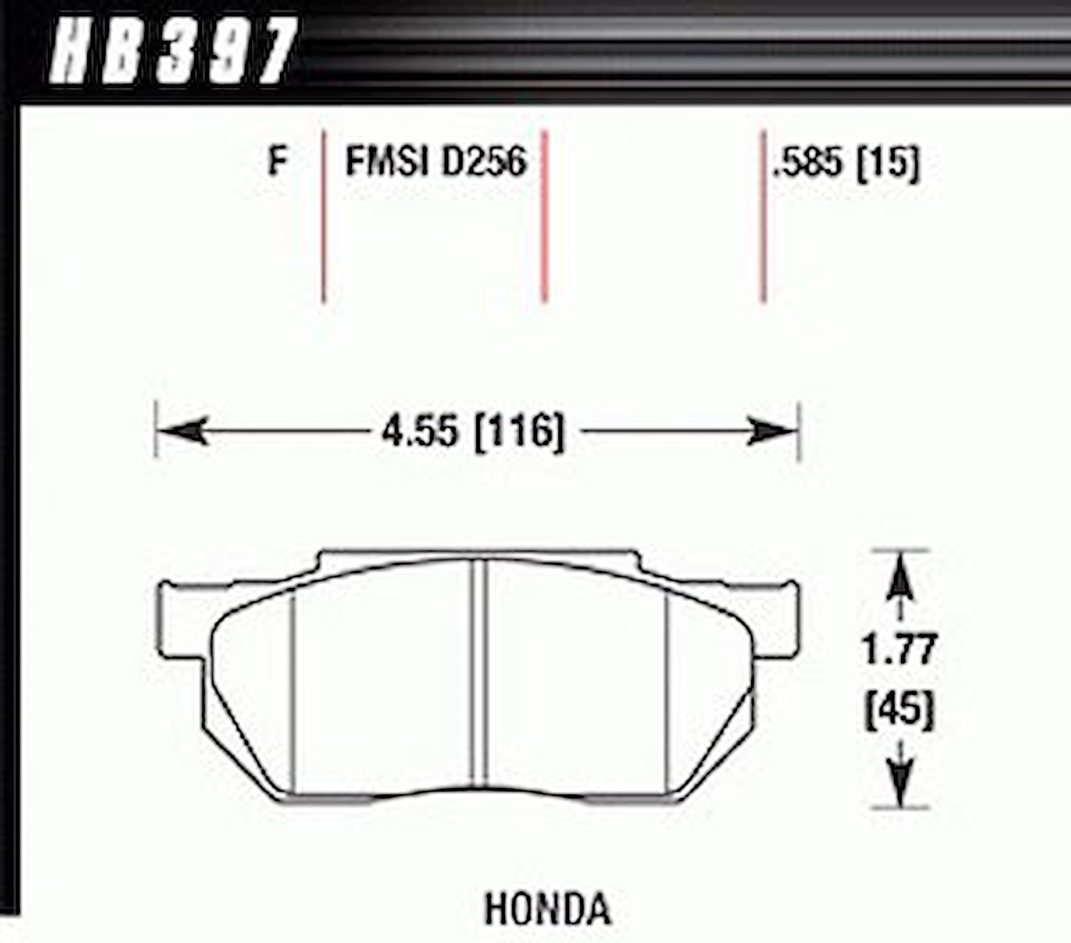 Disc Brake Pad HPS Performance Street w/0.585 Thickness