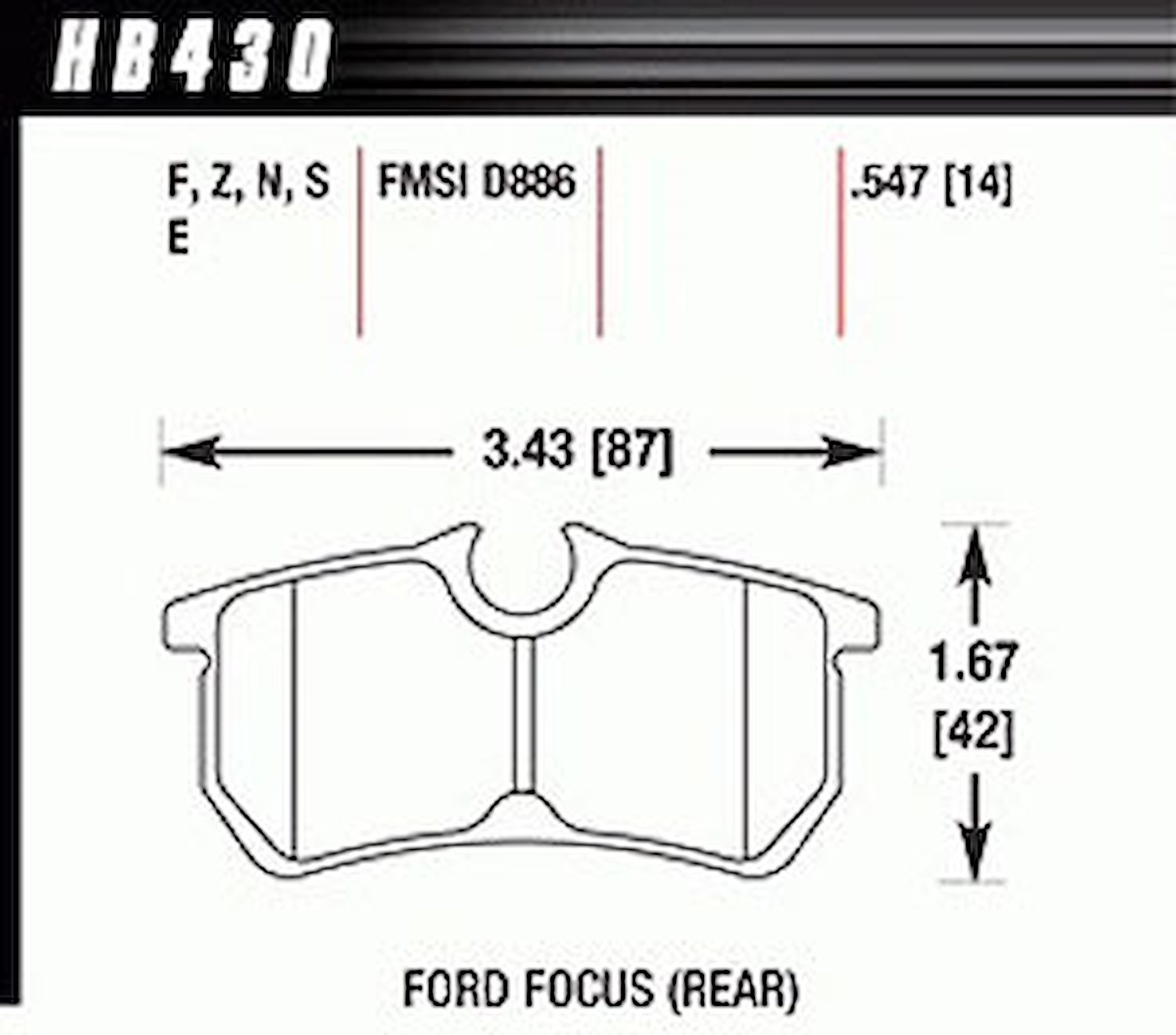 Disc Brake Pad Performance Ceramic w/0.547 Thickness