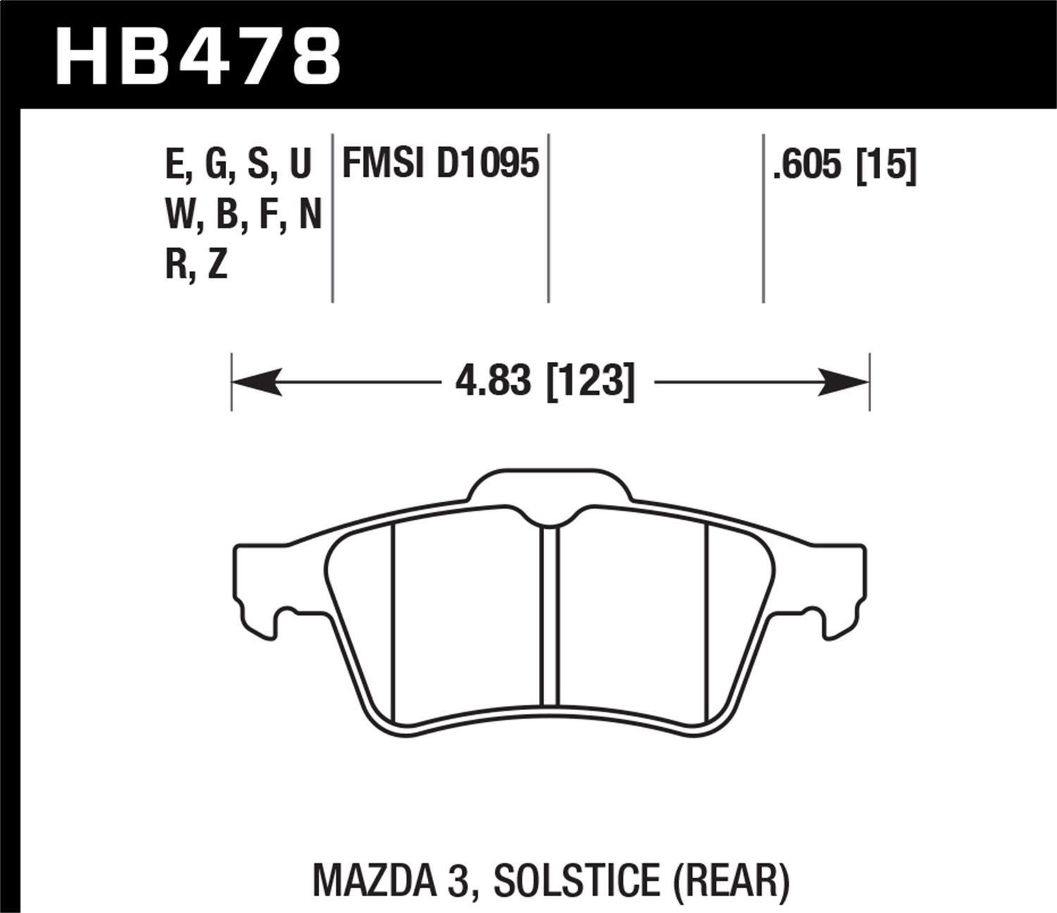 DTC-30 BRAKE PADS Mazda 3 Solstice Rear