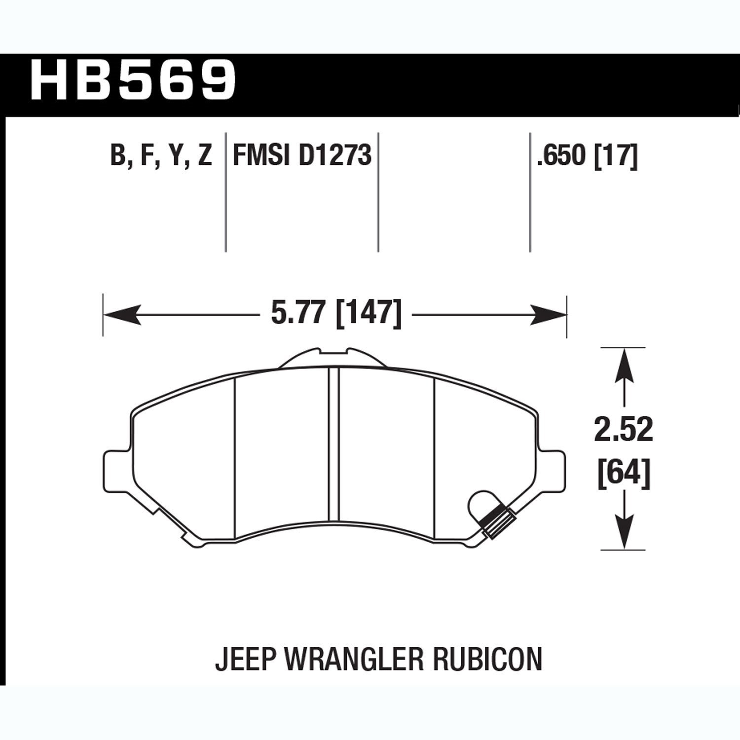 Disc Brake Pad Performance Ceramic w/0.650 Thickness