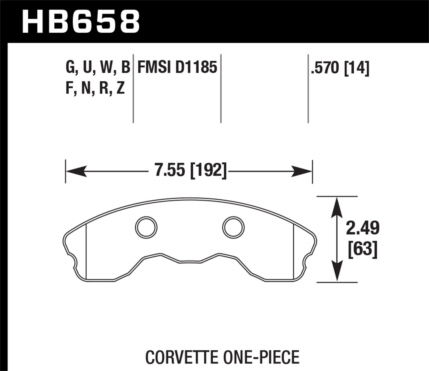 DTC-30 BRAKE PADS Corvette 1-pc Front
