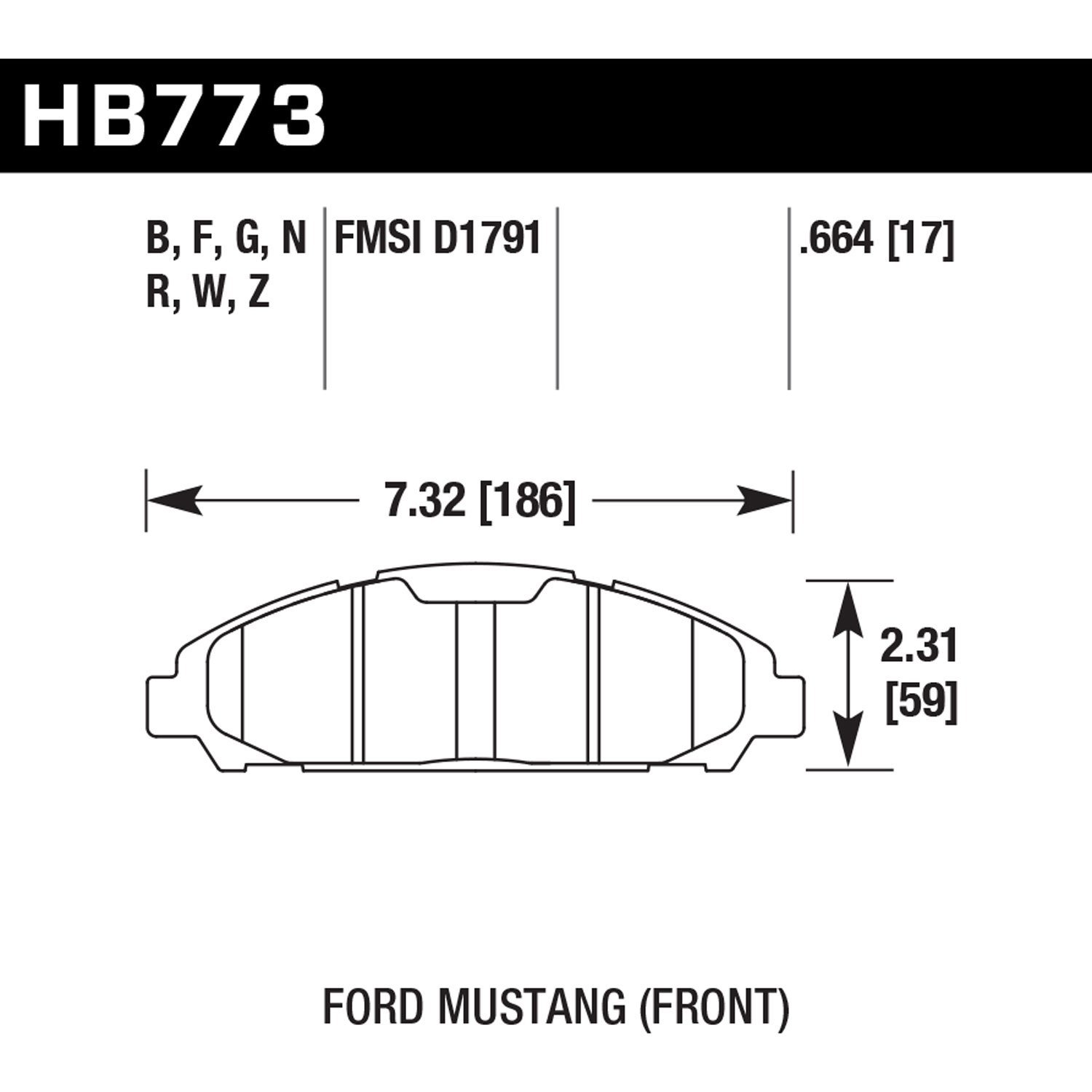 HPS 5.0 BRAKE PADS 2015-2017 FORD MUSTANG FRONT