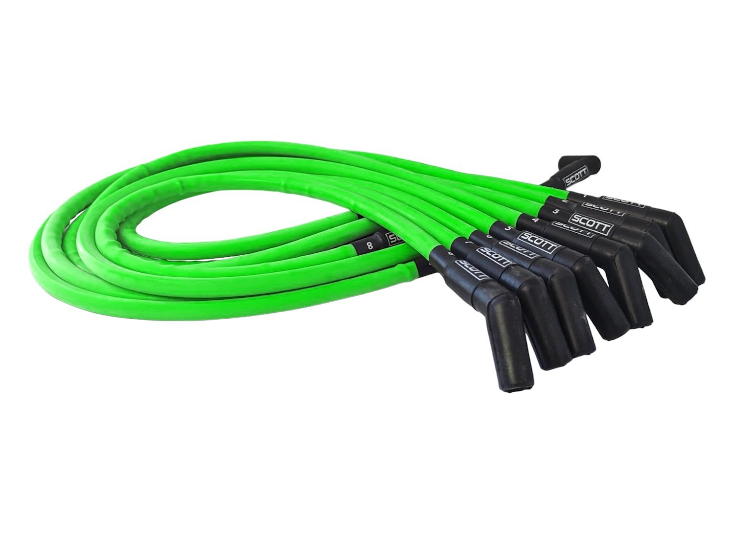 SPW300-CH-415-8 Super Mag Fiberglass-Oversleeved Spark Plug Wire Set for Big Block Chevy, Over Valve Cover [Green]