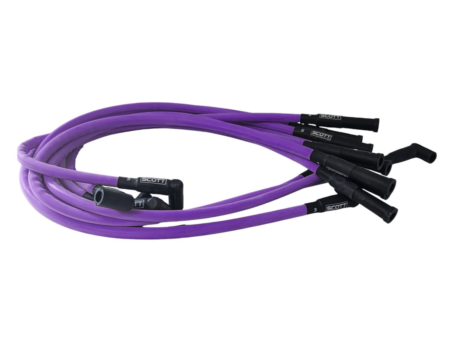 SPW300-CH-421-6 Super Mag Fiberglass-Oversleeved Spark Plug Wire Set for Small Block Chevy, Over Valve Cover [Purple]