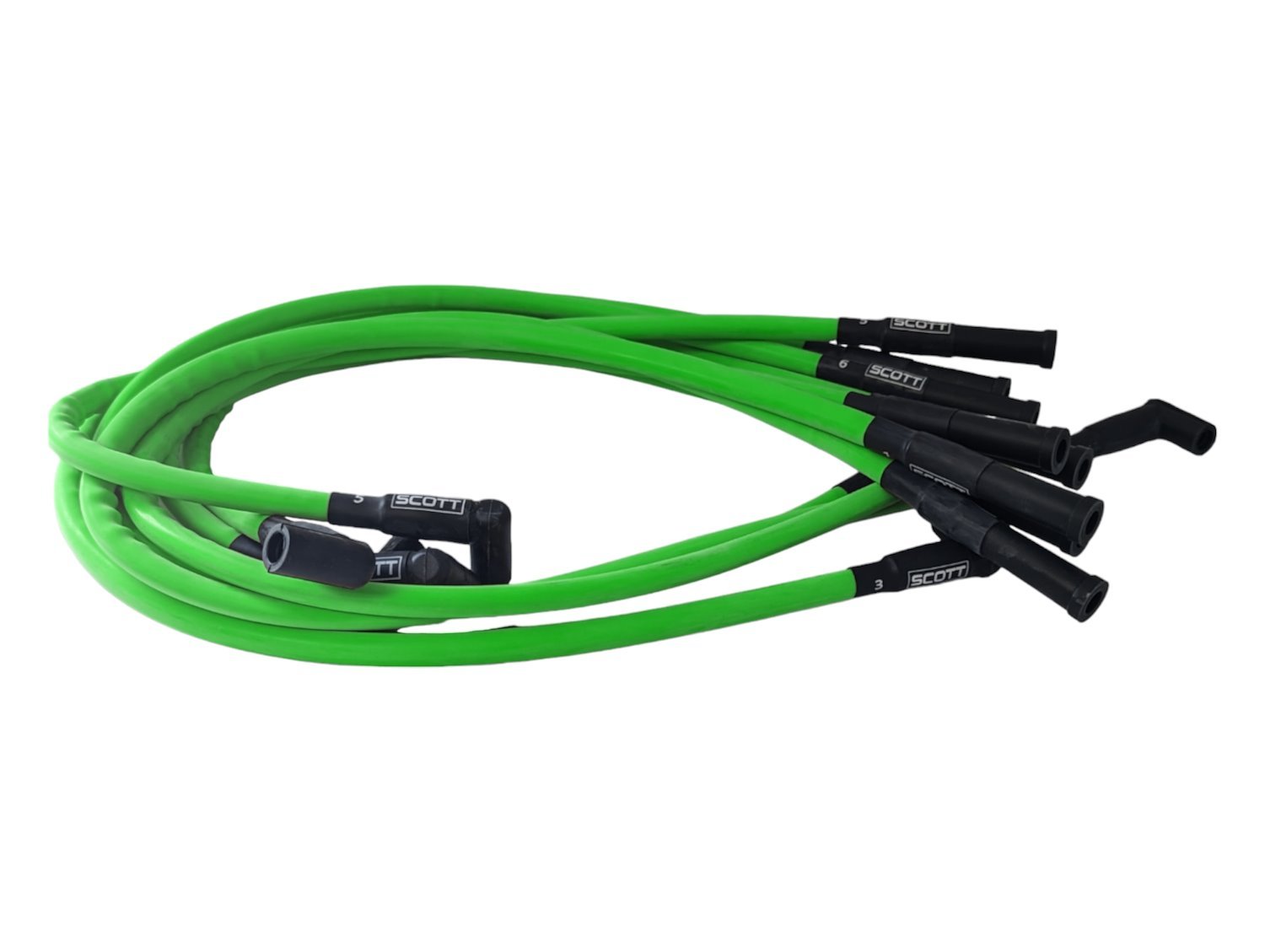 SPW300-CH-421-8 Super Mag Fiberglass-Oversleeved Spark Plug Wire Set for Small Block Chevy, Over Valve Cover [Green]