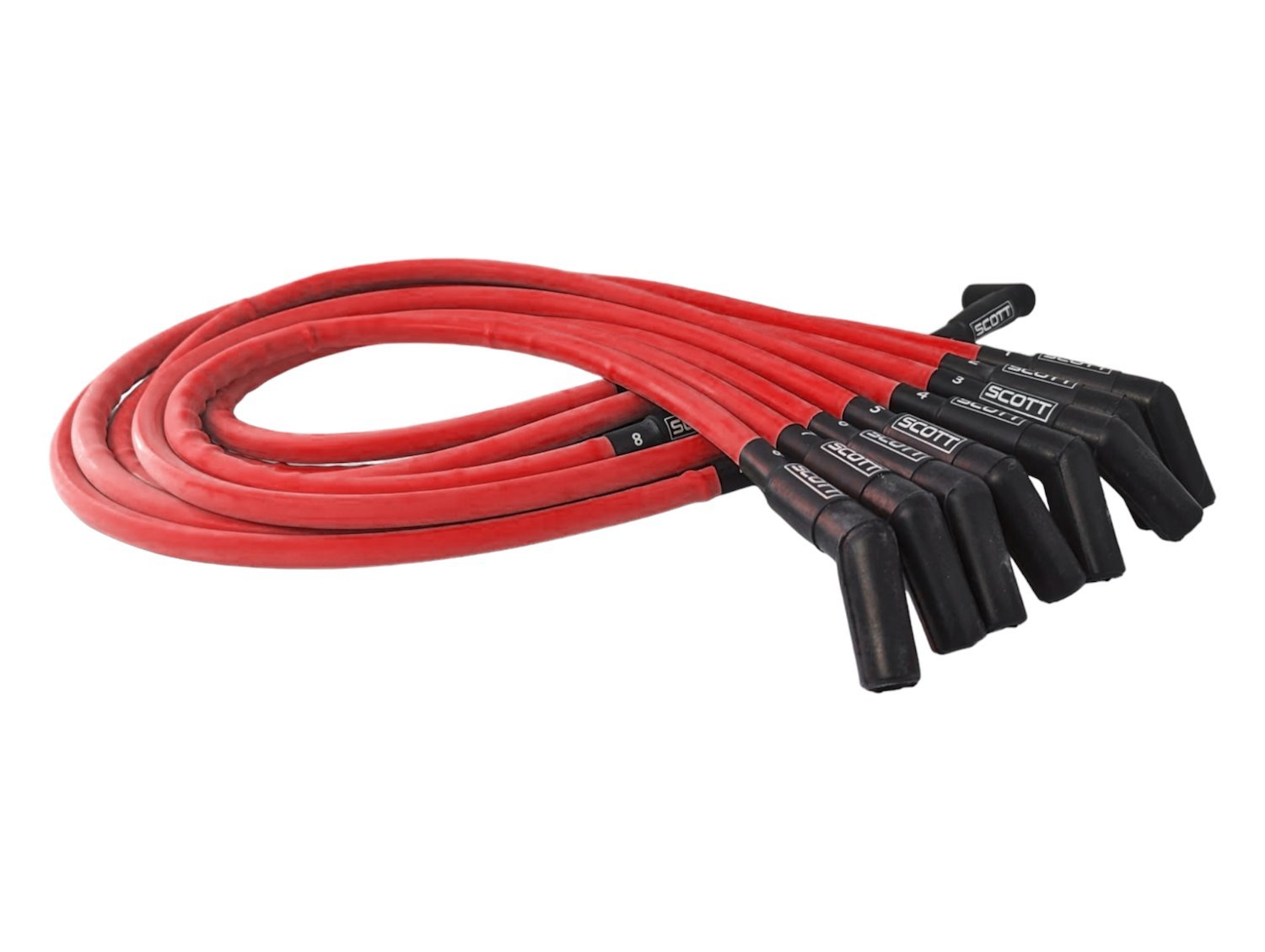 SPW300-CH-426-2 Super Mag Fiberglass-Oversleeved Spark Plug Wire Set for Small Block Ford, Over Valve Cover [Red]